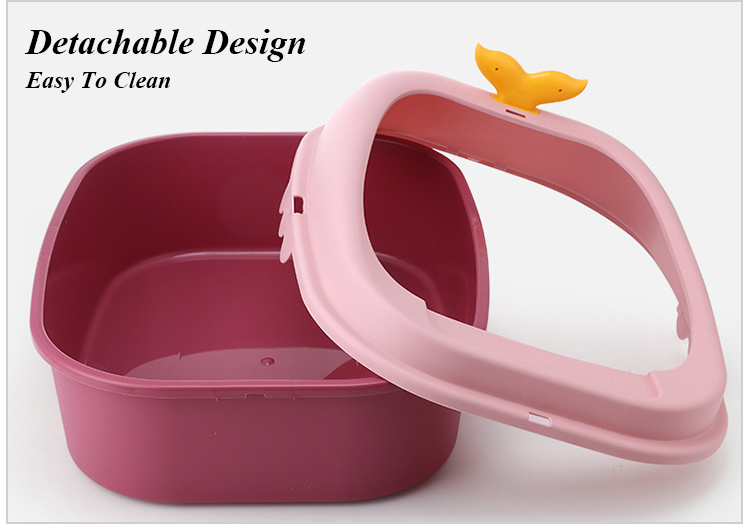 Plastic Cat Toilet Box Semi Enclosed Pet Indoor Toilet