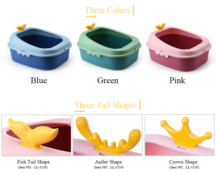 ROADREIGN - Plastic Cat Toilet Box Semi Enclosed Pet Indoor Toilet Pet Toilets 5