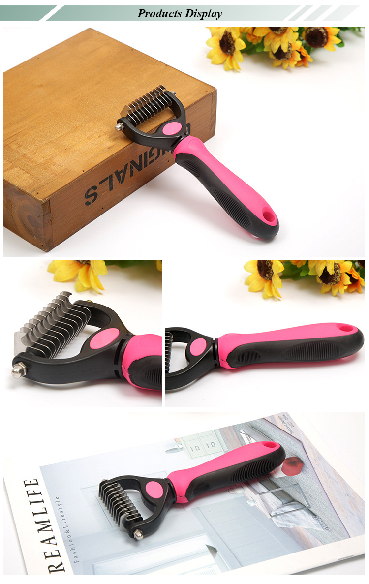 Wholesale Pet Dematting Comb , Stainless Steel Pet Hair Comb Brush