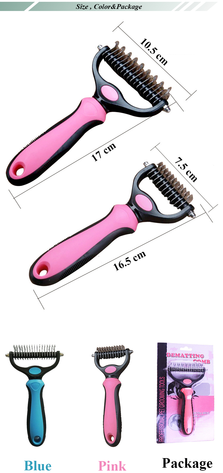 Wholesale Pet Dematting Comb , Stainless Steel Pet Hair Comb Brush