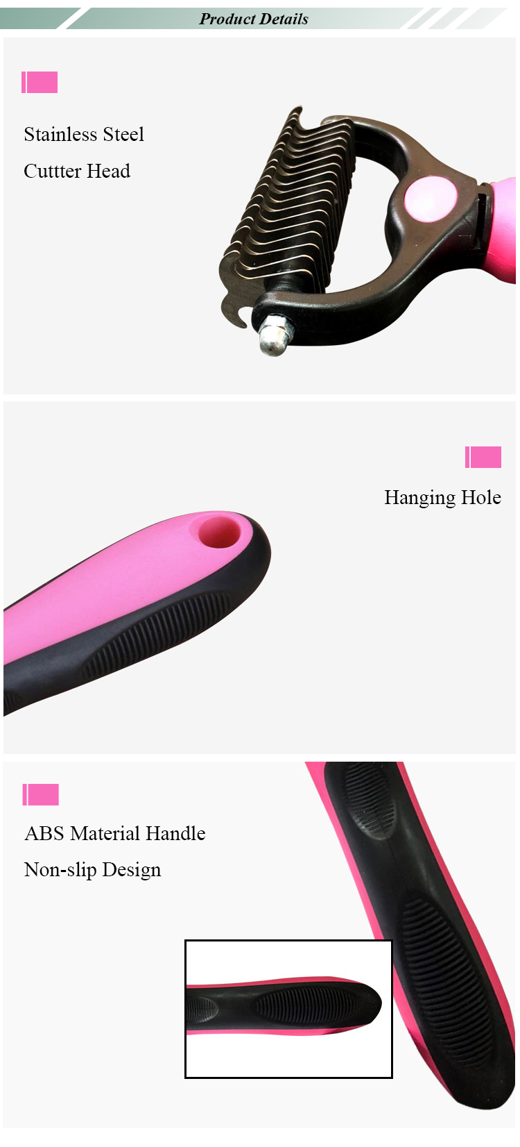 Wholesale Pet Dematting Comb , Stainless Steel Pet Hair Comb Brush