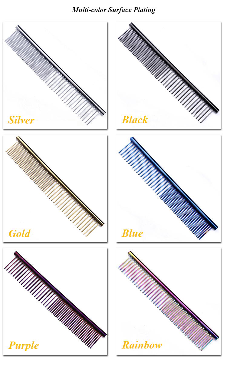 Hot Selling Colorful Dog Durable Stainless Steel Pet Grooming Comb