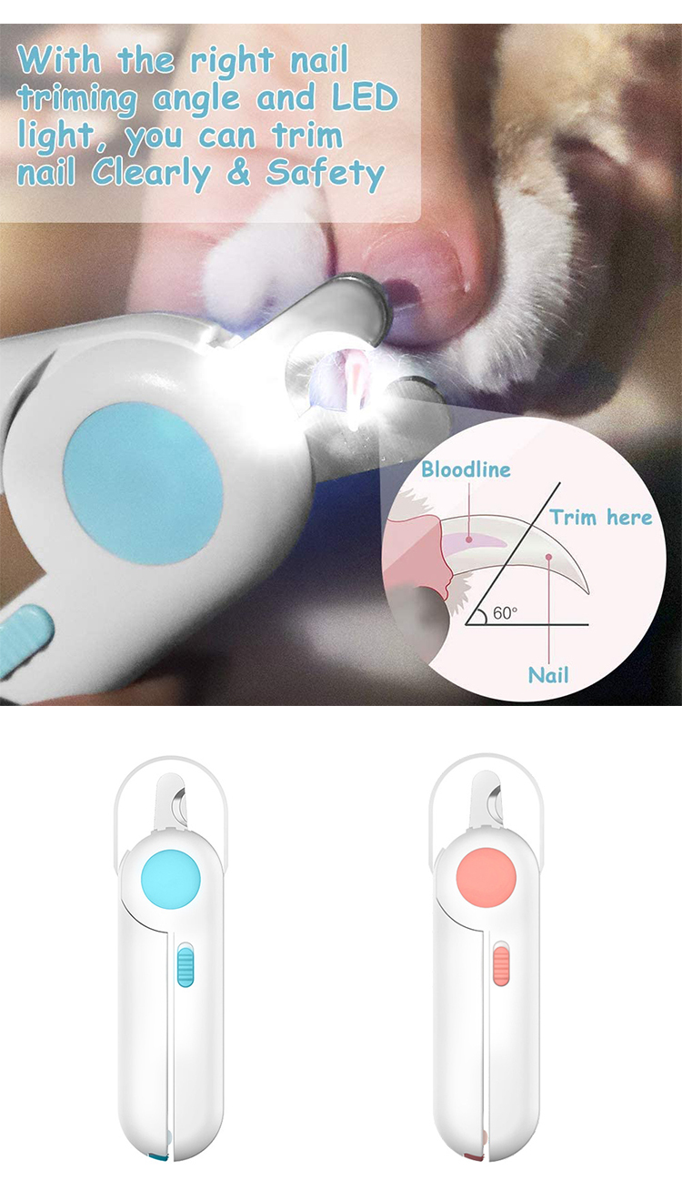 Hot Selling Pet Cat Paw Care Dog Nail Clippers With LED Light