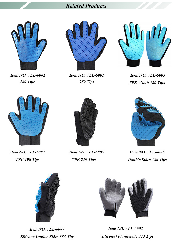 ROADREIGN - Hot Selling 259 Tips Dog Bath Glove, High Quality Cat Grooming Glove, Pet Brush Glove Pet Grooming Gloves 14