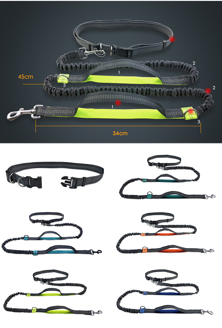 Dog Leash Polyester Material Hands Free Pet Running Leash