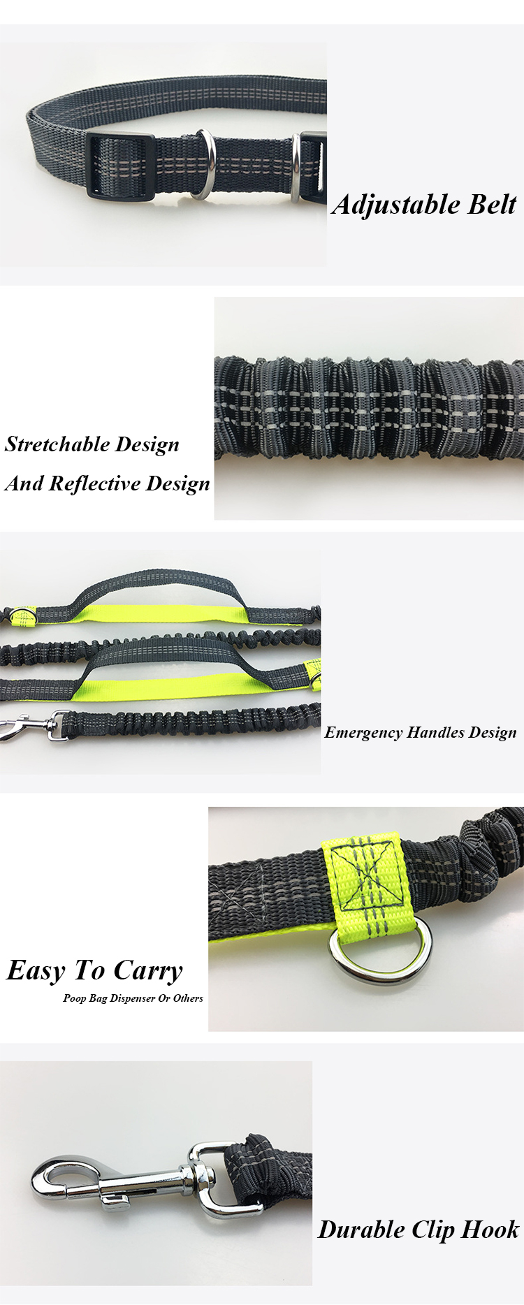 Dog Leash Polyester Material Hands Free Pet Running Leash