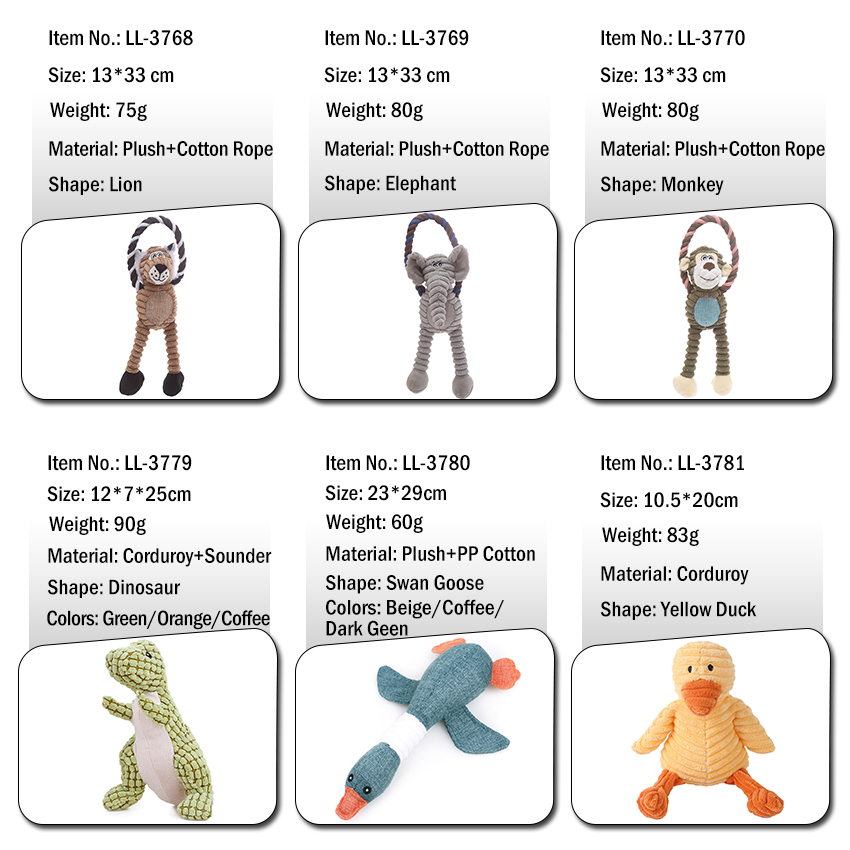 Customized Pet Plush Toys manufacturers From China | Roadreign LL-3779-3799 8