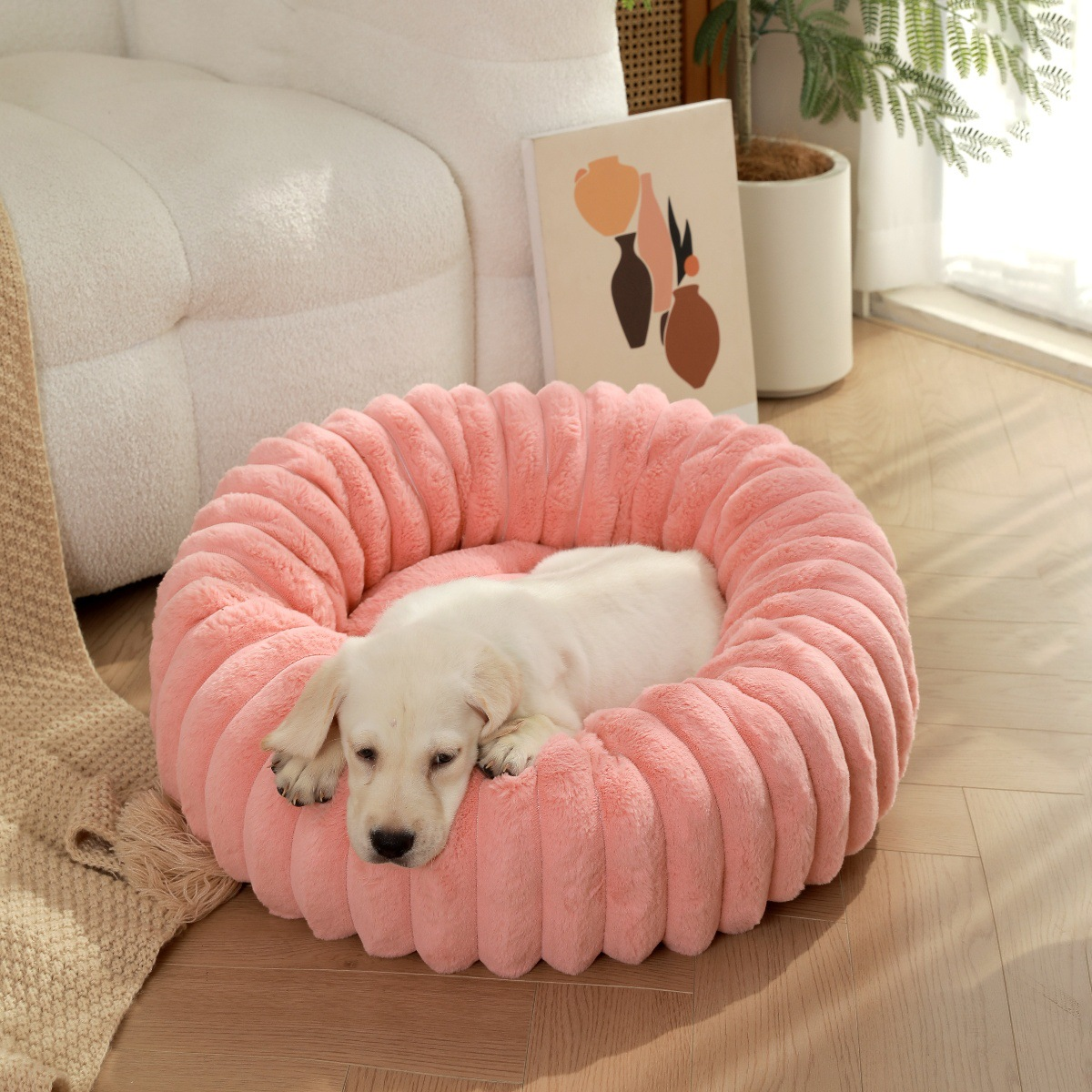 Roadreign CloudNest: Ultra-Soft Plush Round Pet Bed for Anxiety Relief & Deep Sleep 4