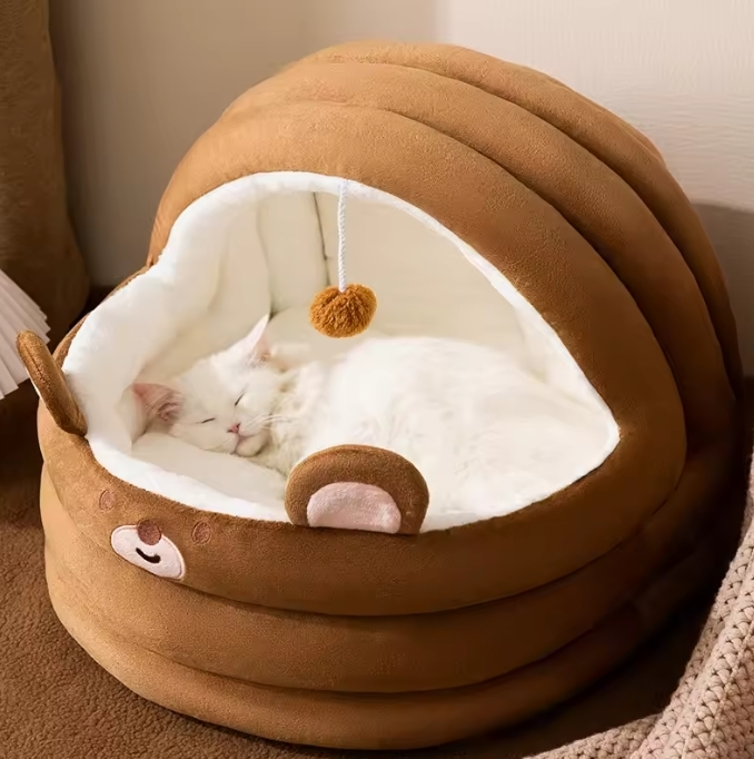 ROADREIGN - Custom Modern Plush Cat Bed Cave with Removable Cover Solid Pattern Luxury Apparel Accessories for Dogs and Cats OEM Service 1