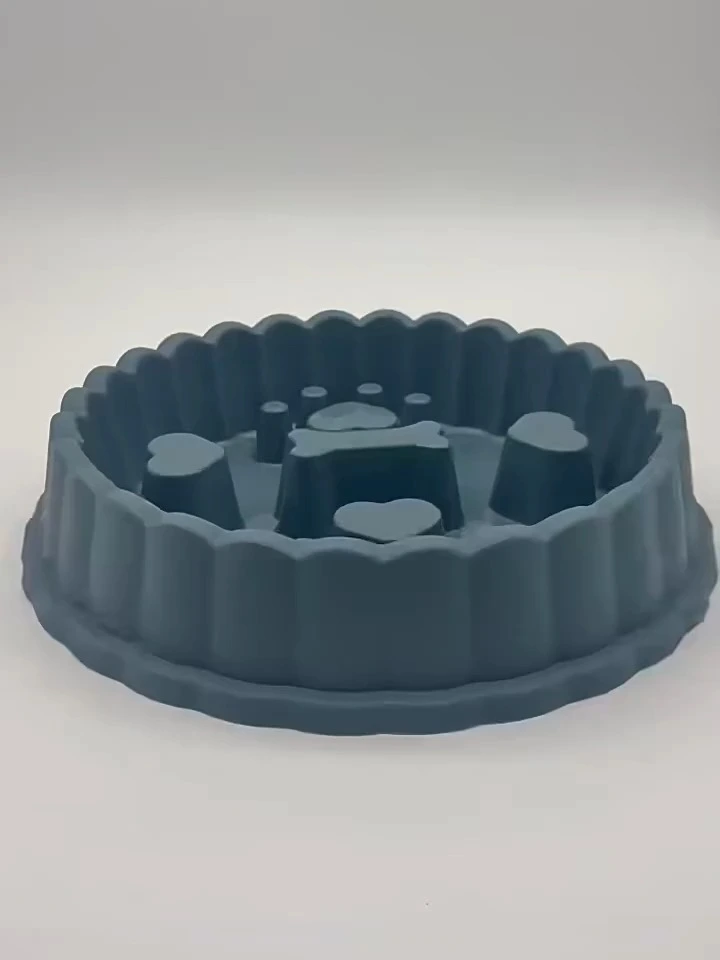 ROADREIGN -Round Slow Feeder Pet Food Bowl Slow Eating Plate Non Slip Raised Premium Silicone Slow Feeder Dog Bowl 1