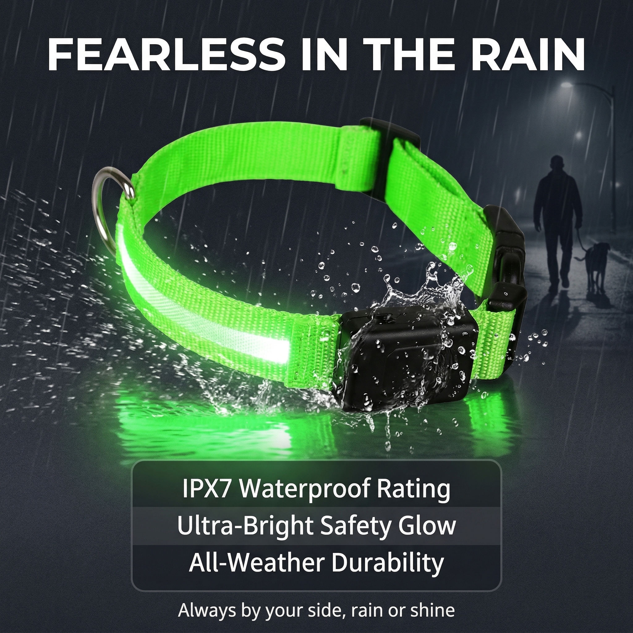 ROADREIGN - Collar LED Elite Glow para perros - Luz nocturna reflectante, impermeable y totalmente ajustable 4
