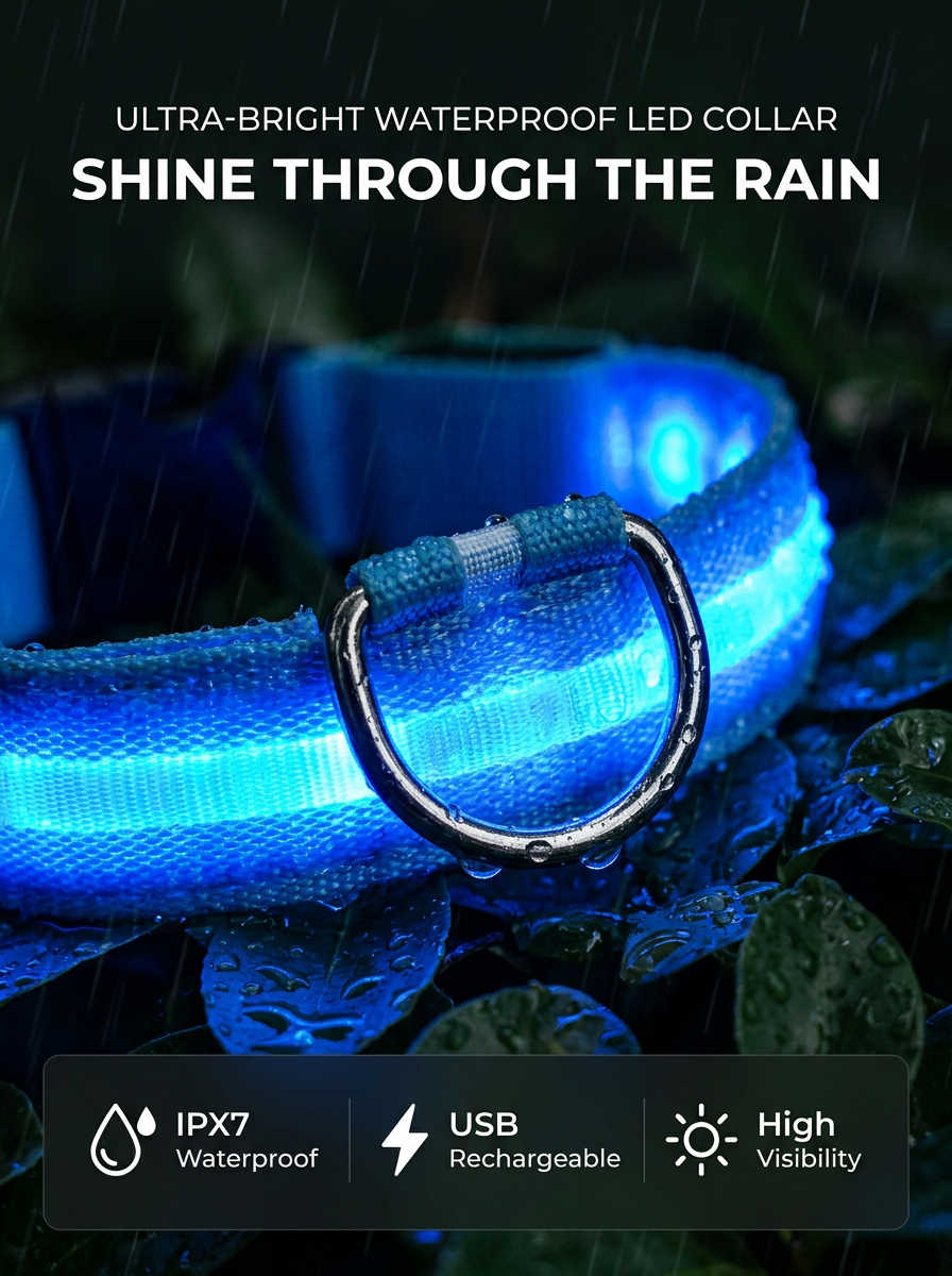 ROADREIGN - Collar LED Elite Glow para perros - Luz nocturna reflectante, impermeable y totalmente ajustable 7