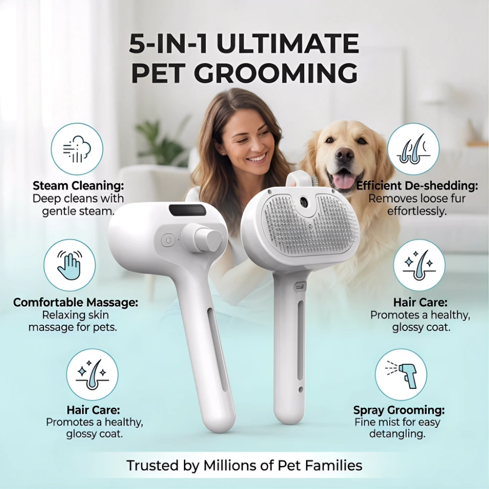ROADREIGN 5-in-1 Smart Pet Steam Brush: The Ultimate Grooming & Spa Station 1