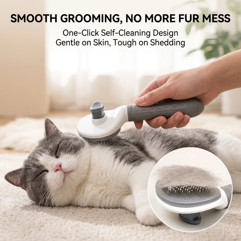 Roadreign-Professional Pet Deshedding Brush: Ultimate Hair Remover for Cats & Dogs 1