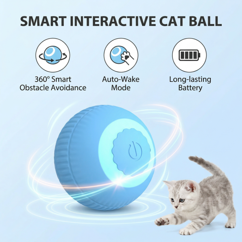 ROADREIGN - Pelota interactiva para perros con sistema de salto, juguete masticable eléctrico inteligente con gravedad que se auto-rodante 2