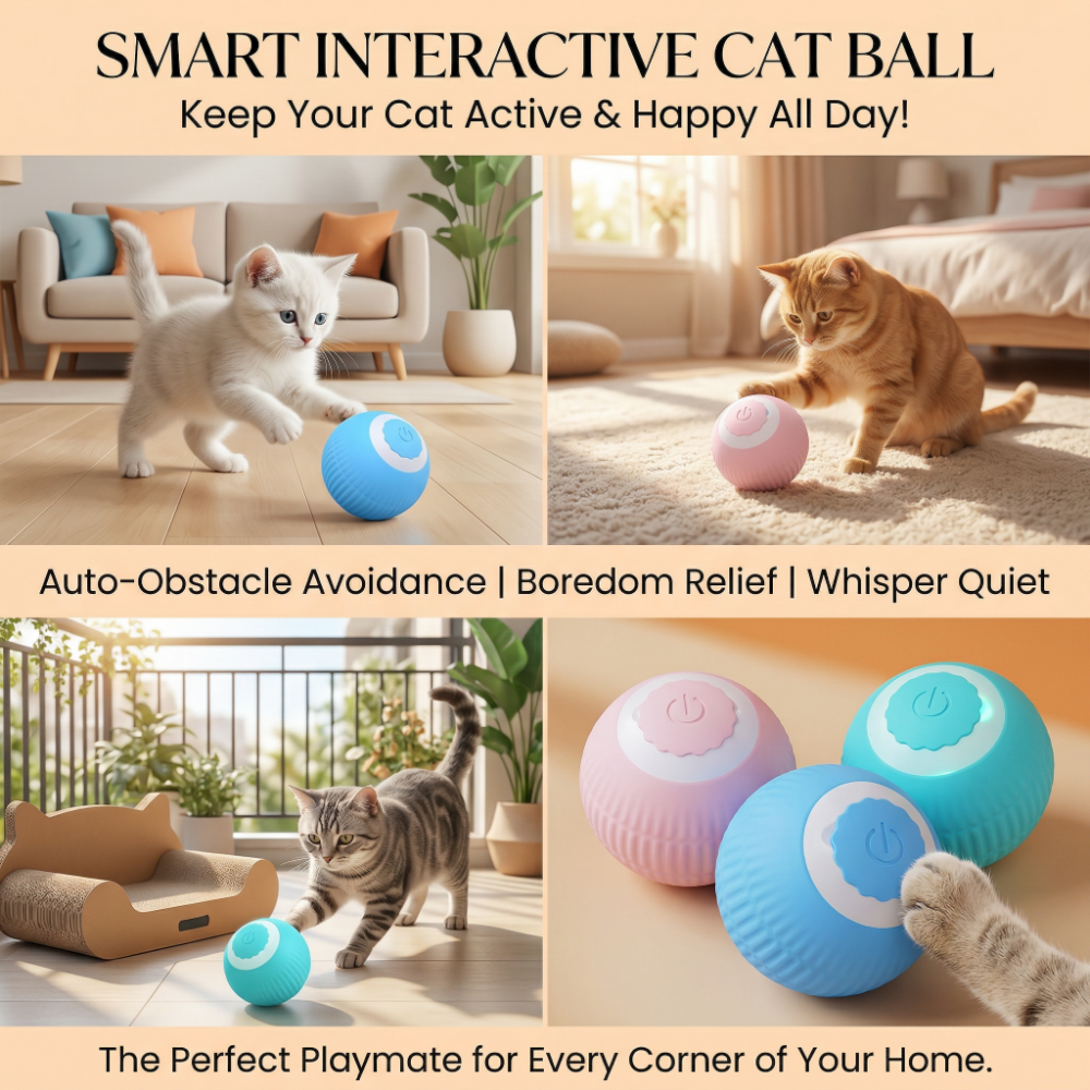 ROADREIGN - Pelota interactiva para perros con sistema de salto, juguete masticable eléctrico inteligente con gravedad que se auto-rodante 4