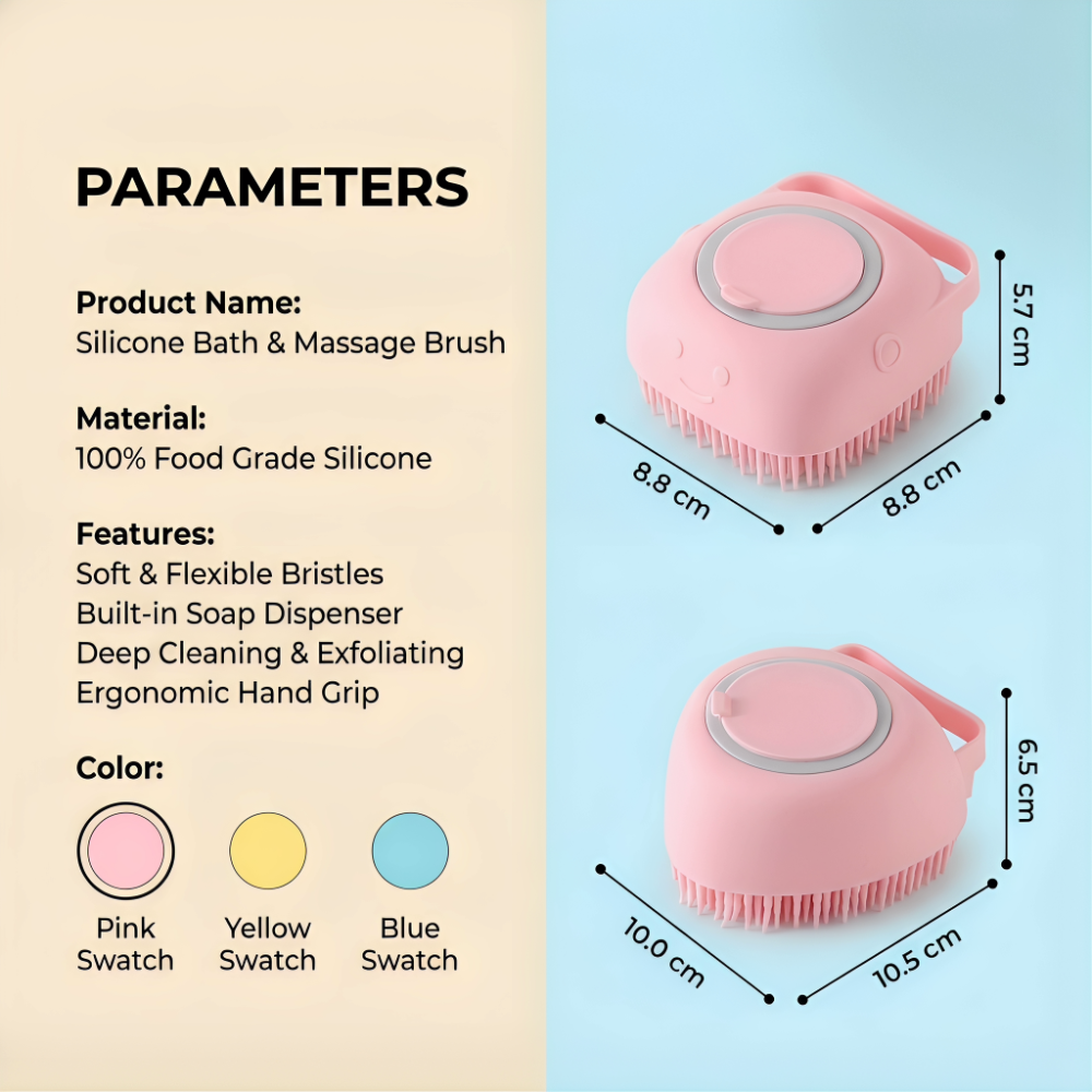 Cepillo de baño Roadreign para perros y gatos, dispensador de champú de silicona suave, cepillo de masaje para el aseo. 2