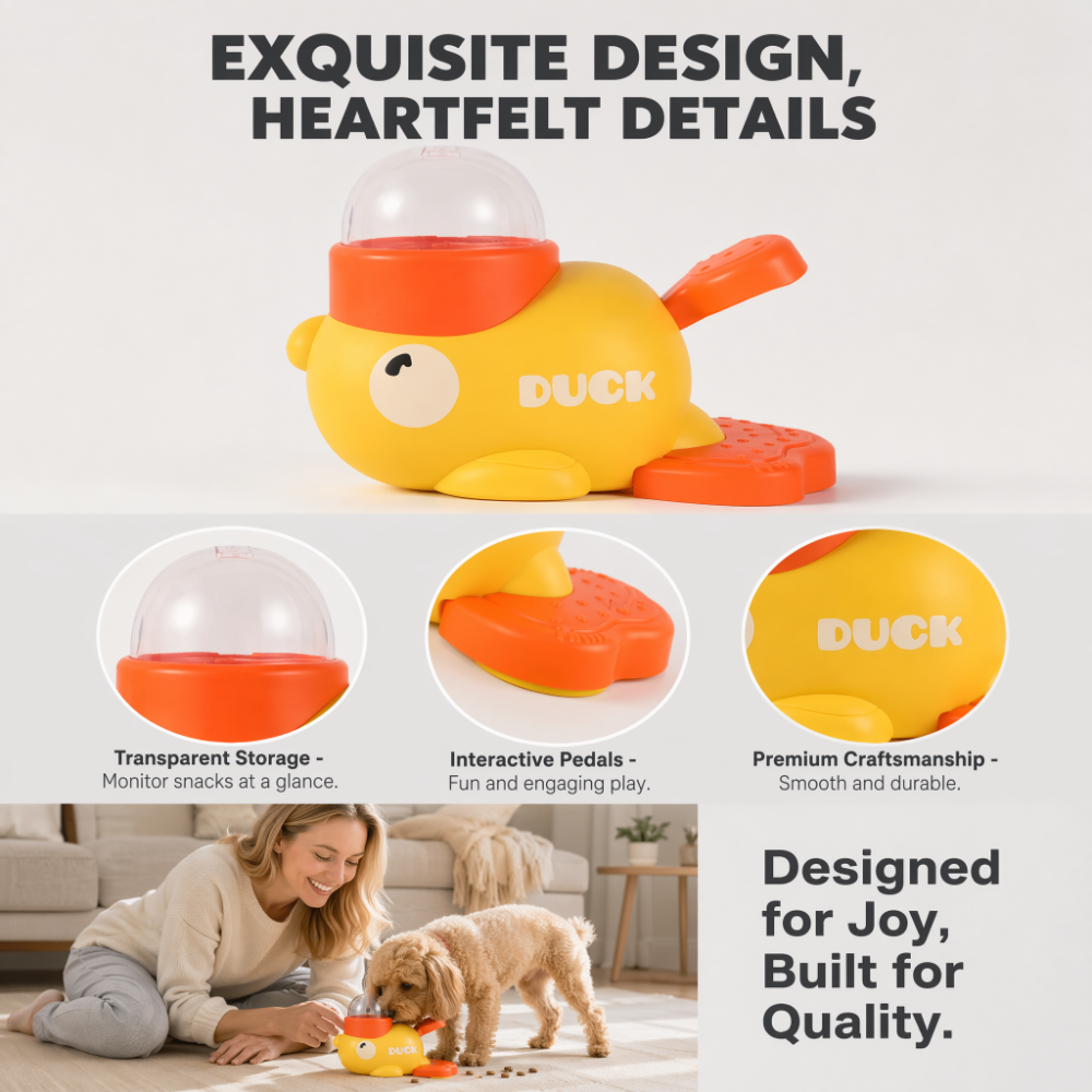 Roadreign - Mangeoire interactive en forme de petit canard adorable – Stimulation cérébrale amusante et saine pour les animaux de compagnie 2