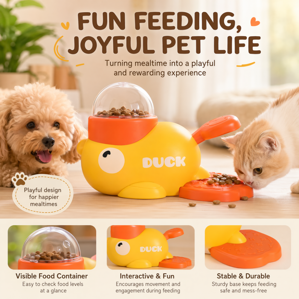 Roadreign - Mangeoire interactive en forme de petit canard adorable – Stimulation cérébrale amusante et saine pour les animaux de compagnie 1