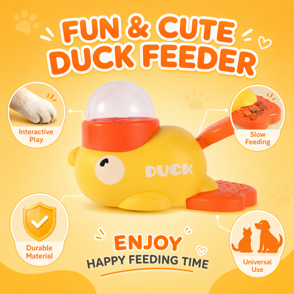 Roadreign - Mangeoire interactive en forme de petit canard adorable – Stimulation cérébrale amusante et saine pour les animaux de compagnie 5