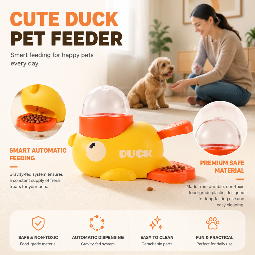 Roadreign - Mangeoire interactive en forme de petit canard adorable – Stimulation cérébrale amusante et saine pour les animaux de compagnie 7