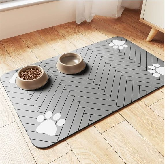Tapis d'alimentation pour animaux de compagnie Roadreign en diatomite à séchage instantané – Tapis de table en pierre ultra-absorbant et sans dégâts 7