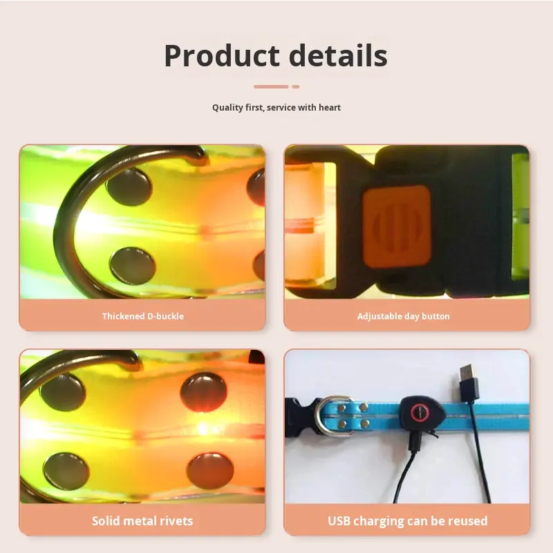 ROADREIGN - Collar LED Urban Glow para mascotas: collar luminoso de estilo hip-hop moderno con diseño recargable por USB. 8