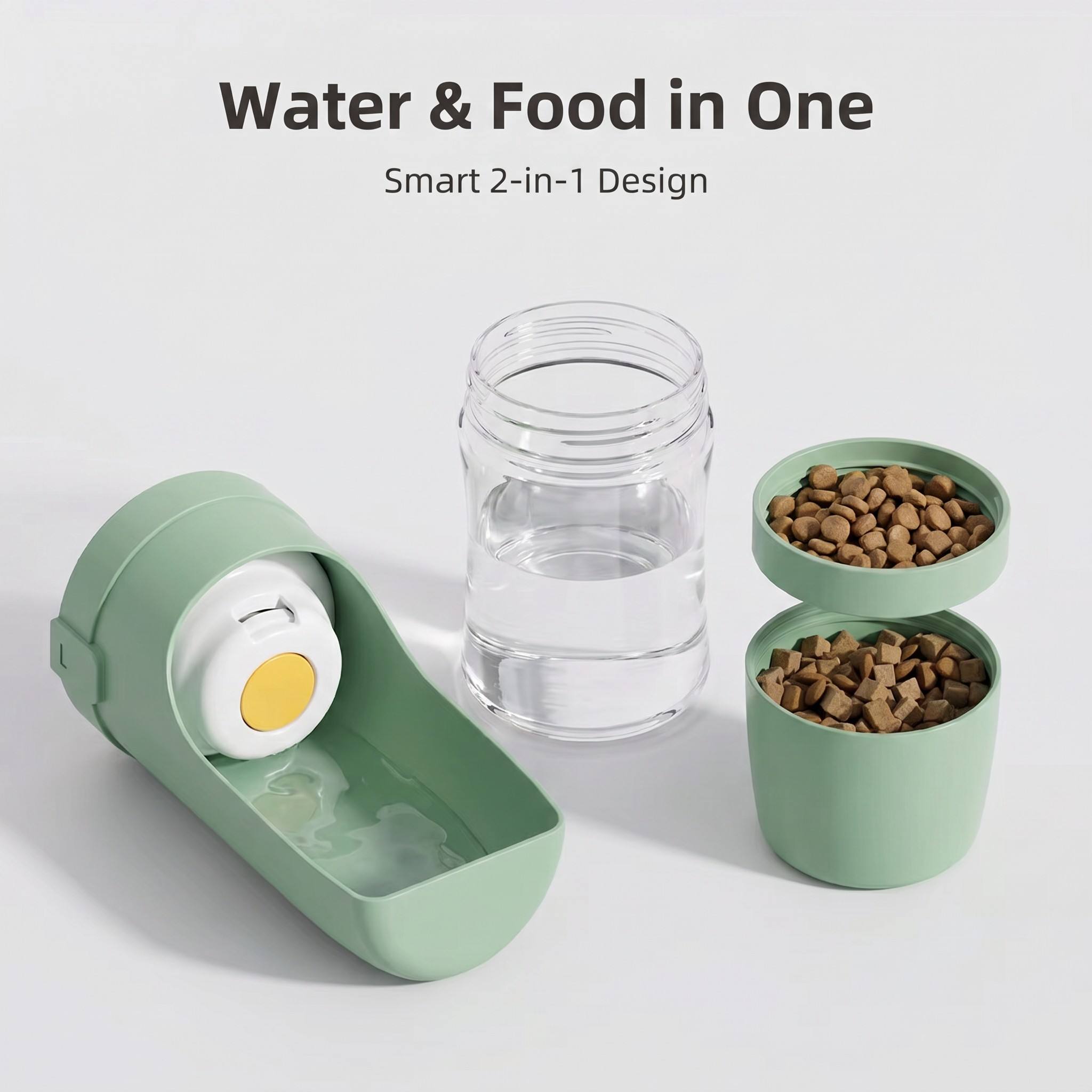 ROADREIGN 2-in-1 multifunctionele reisdrinkfles voor huisdieren (hond en kat), plastic drinkfles voor huisdieren, draagbaar, grote capaciteit, afneembaar 3