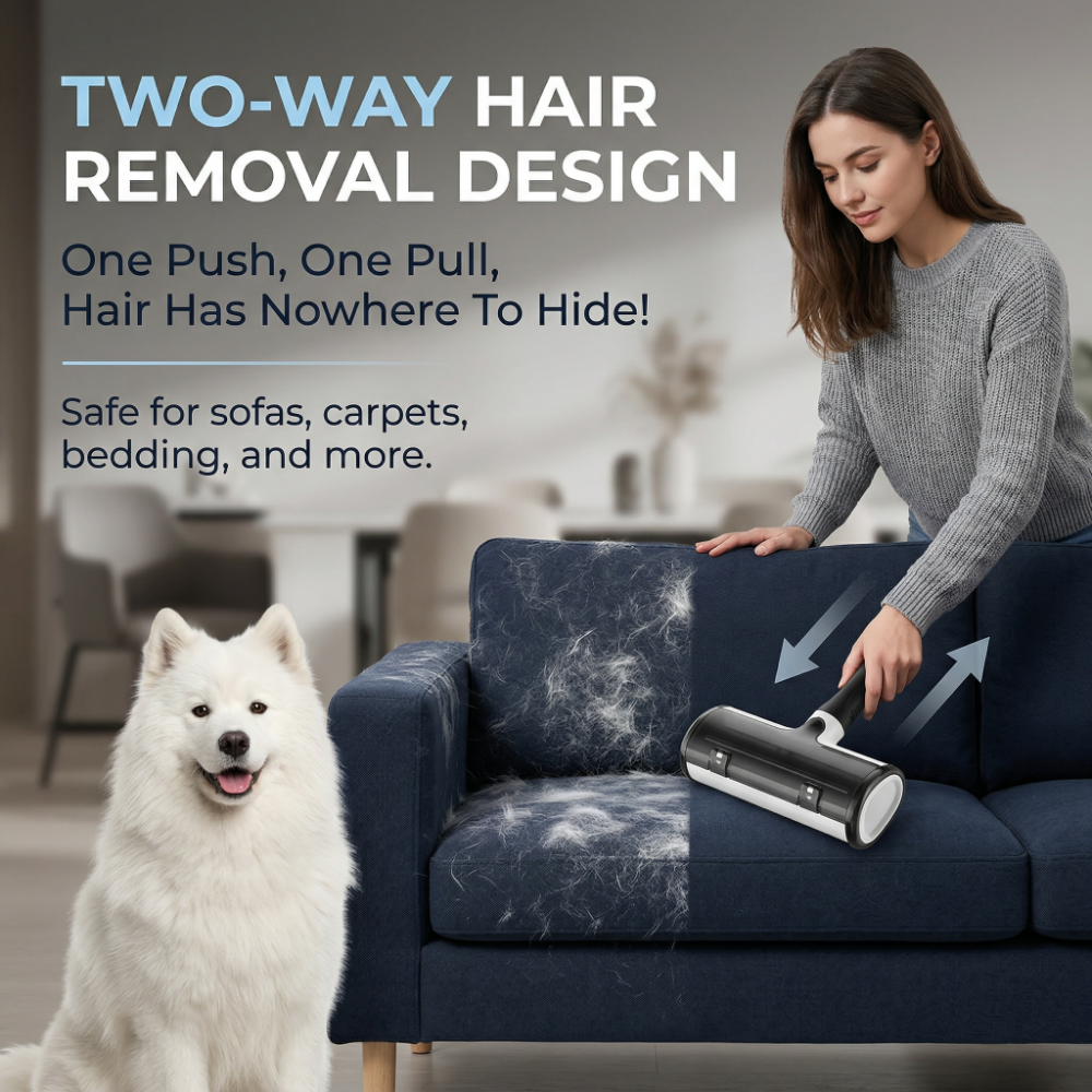 ROADREIGN-Pet Hair Remover Roller Brush, Reusable Self-Cleaning Lint Brush with Removable Solid ABS Handle 3