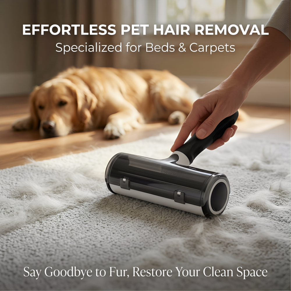 ROADREIGN-Pet Hair Remover Roller Brush, Reusable Self-Cleaning Lint Brush with Removable Solid ABS Handle 4
