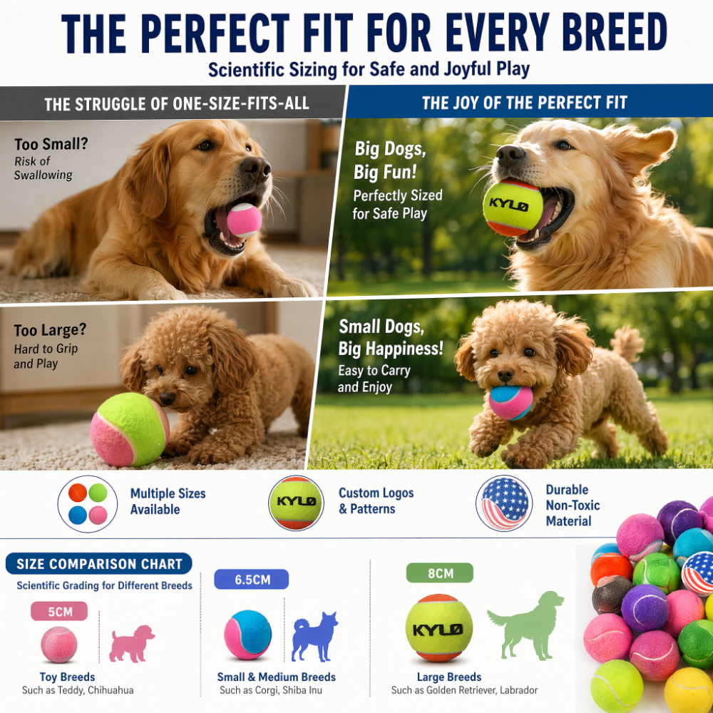 Roadreign - Balle de tennis pour chien écologique personnalisée avec impression - Jouet à mâcher en caoutchouc durable pour l'entraînement et le jeu interactif 3
