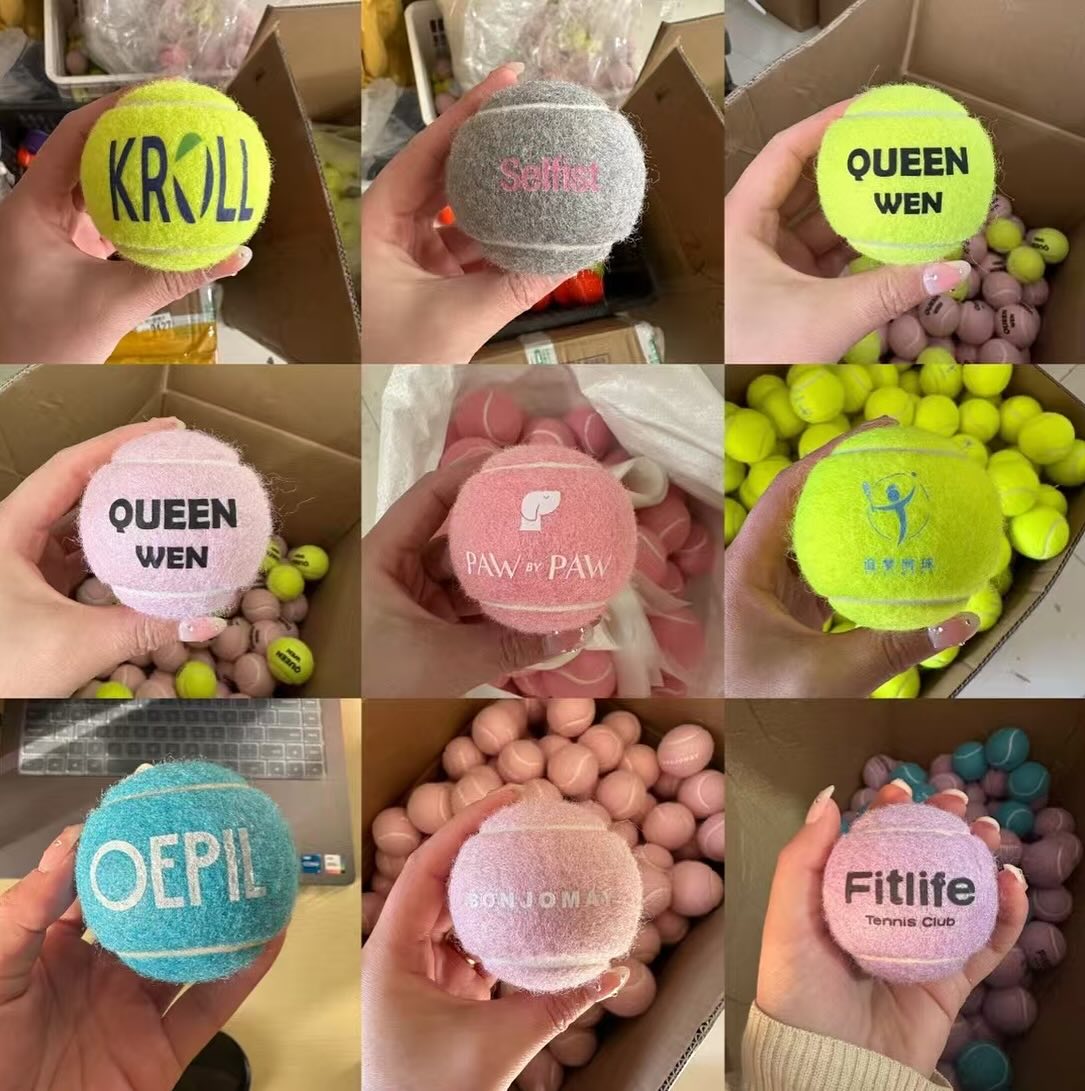 Roadreign - Balle de tennis pour chien écologique personnalisée avec impression - Jouet à mâcher en caoutchouc durable pour l'entraînement et le jeu interactif 6
