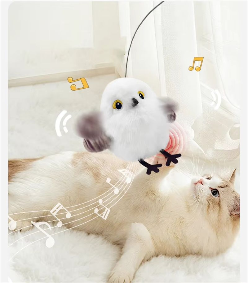 ROADREIGN - Jouet interactif rechargeable haut de gamme pour animaux de compagnie : oiseau battant des ailes | Son réaliste de gazouillis, peluche douce pour enrichir le quotidien des chats et chiots. 6