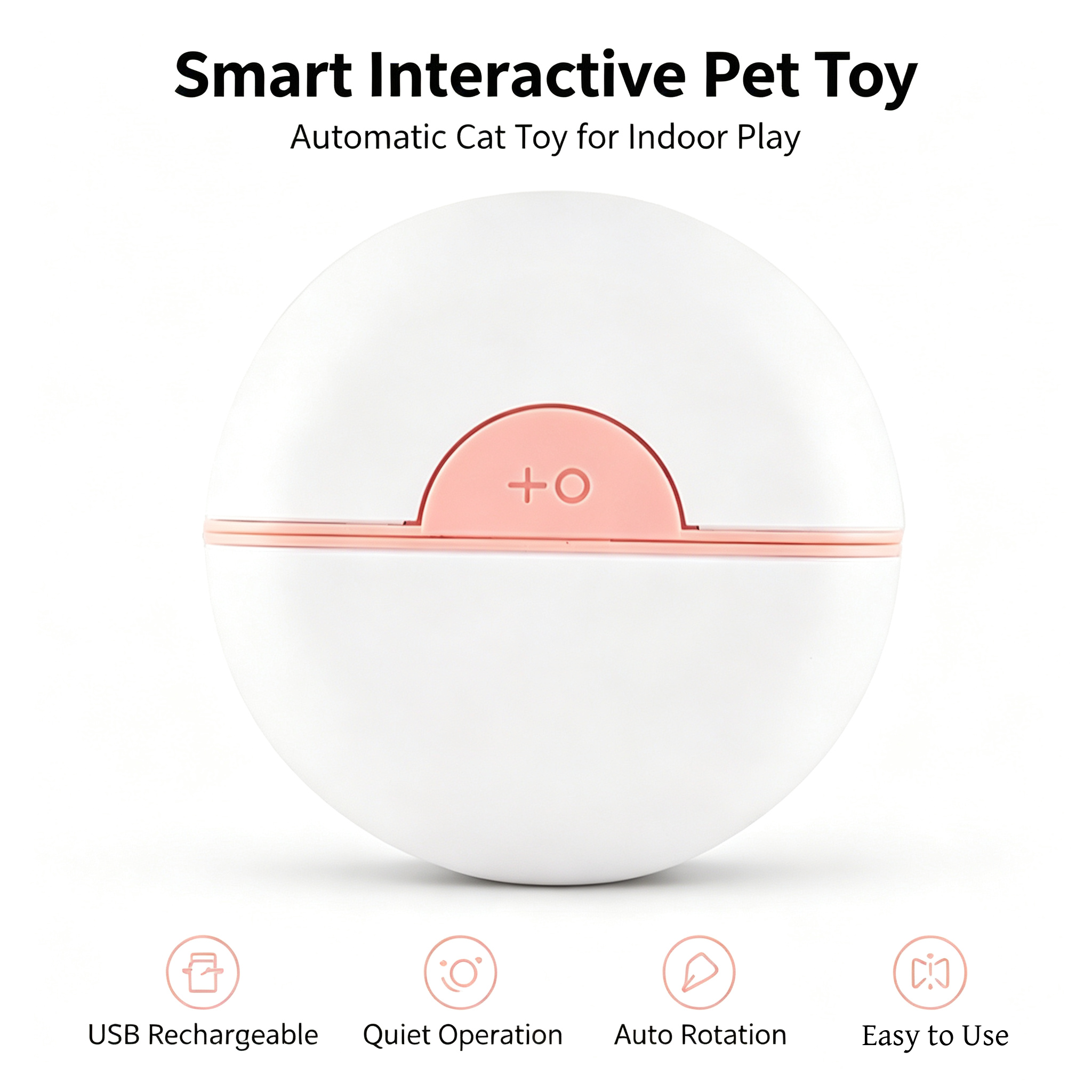 ROADREIGN - Balle rotative intelligente et automatique rechargeable par USB pour chat | Jouet d'exercice silencieux, interactif et autonome pour chatons et chats adultes d'intérieur 1