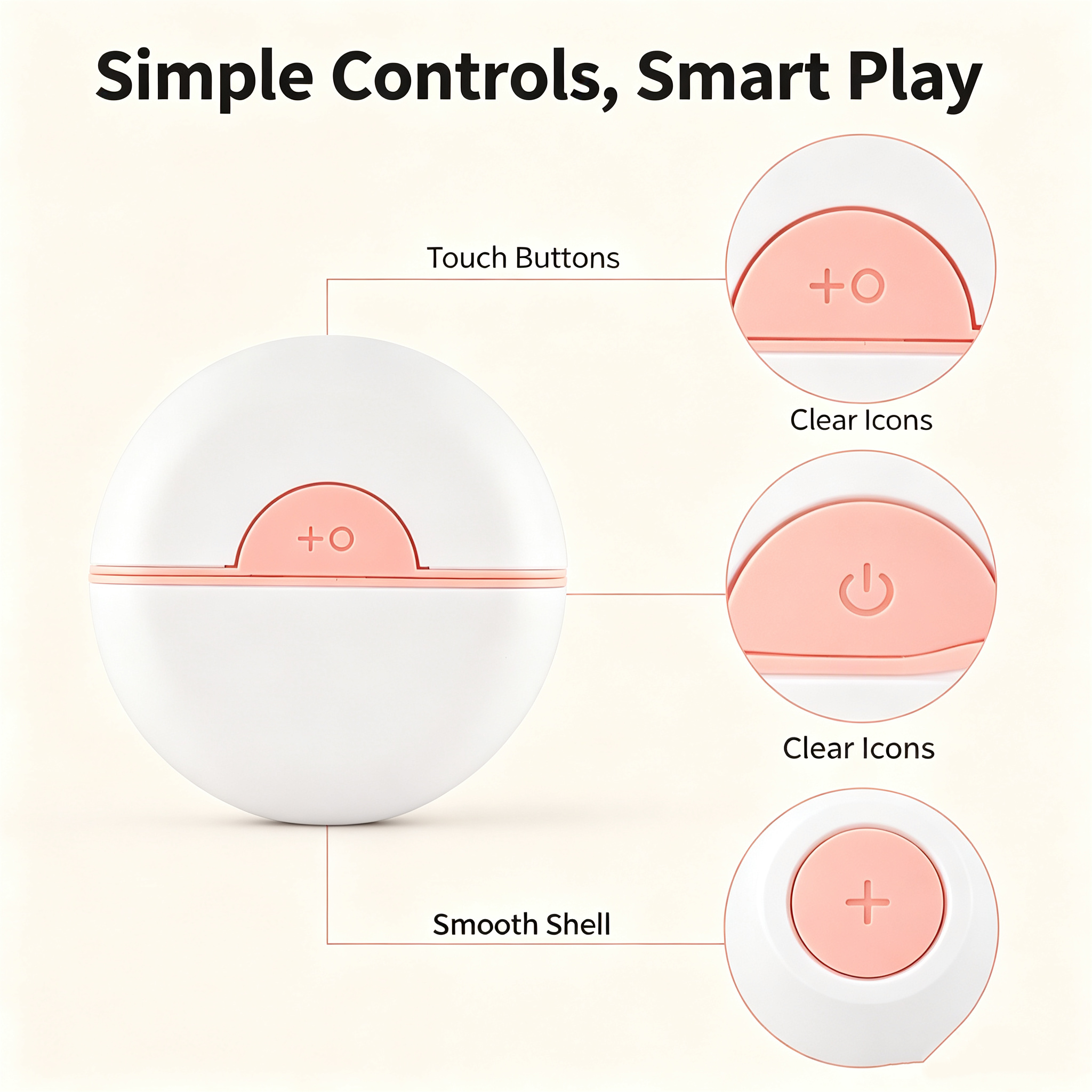 ROADREIGN - Balle rotative intelligente et automatique rechargeable par USB pour chat | Jouet d'exercice silencieux, interactif et autonome pour chatons et chats adultes d'intérieur 3