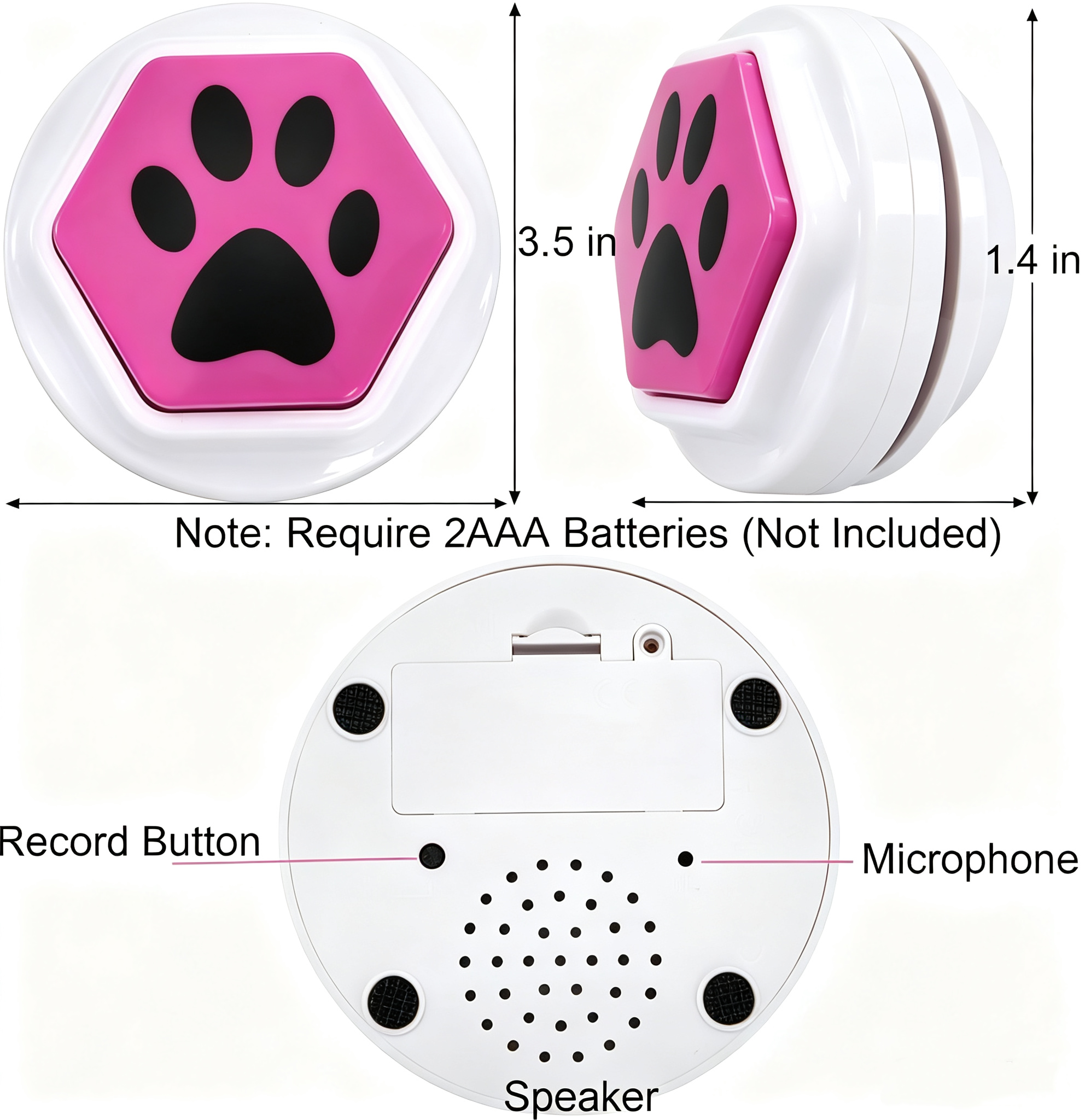 ROADREIGN-Recordable Voice Pet Training Buttons Set | Color Coded Talking Buzzers Easy Press Interactive Communication Toy for Dogs & Cats 6