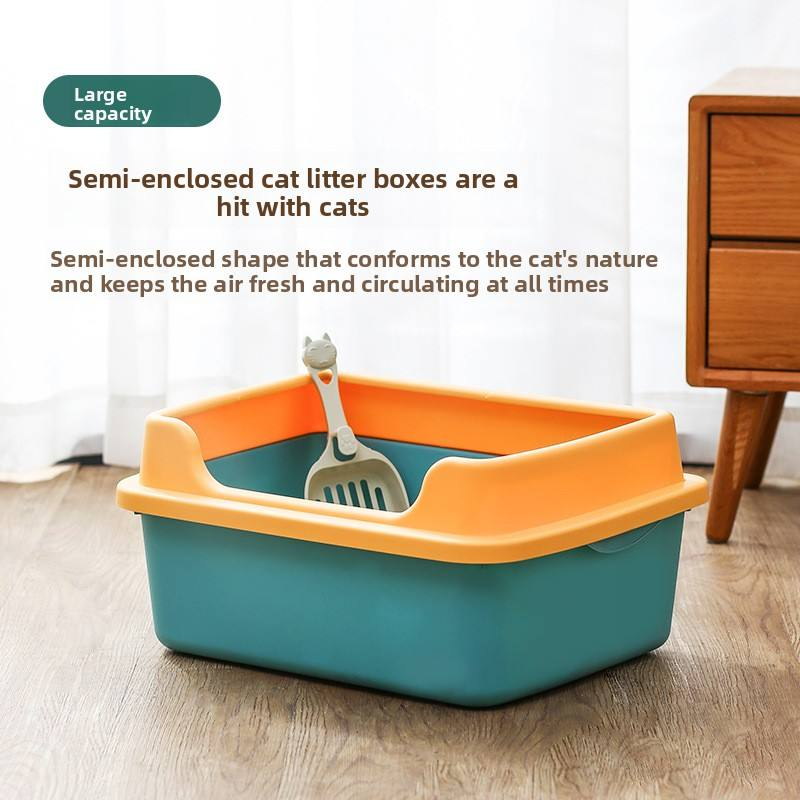 ROADREIGN-The Half-Wall Litter Box — A Sculptural Open Tray with Low Front Access & Three High Sides for Odor and Scatter Control 7