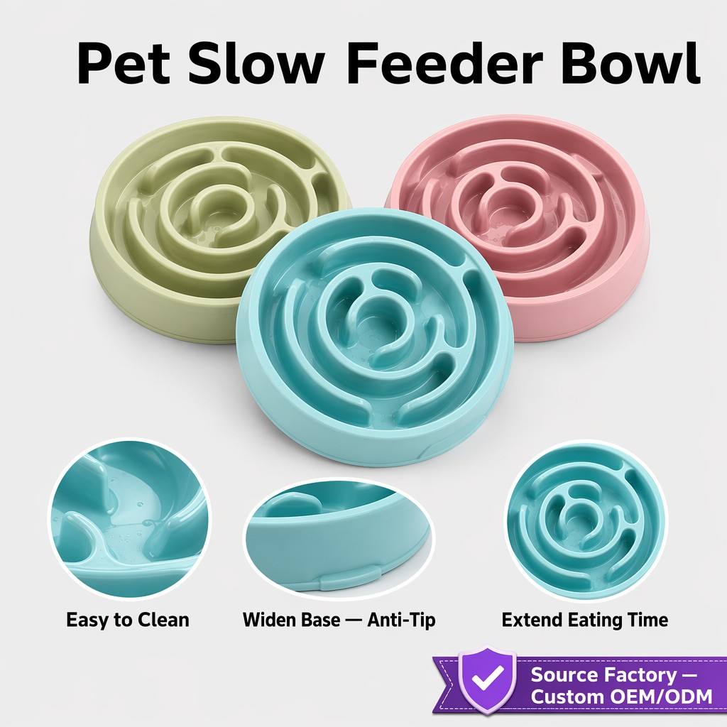 ROADREIGN Slow Feeder Hondenvoerbak, Anti-verstikkingsdoolhofpatroon PP Huisdiervoerbak, 15x langzamer eten, Gepatenteerd ontwerp, 2 vormen, 3 kleuren 1