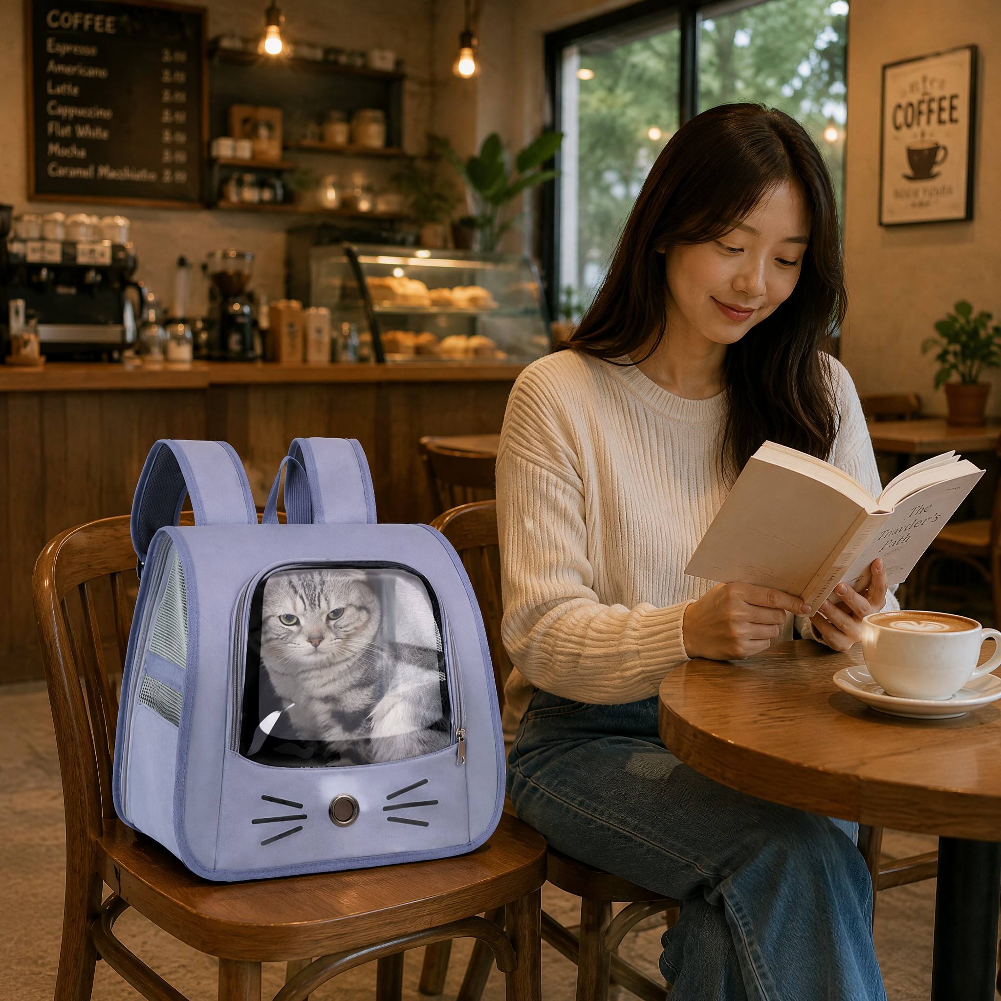 ROADREIGN Premium Huisdierrugzak met Kattengezichtdesign • Ademend en lichtgewicht • De eersteklas cabine voor uw huisdier 5
