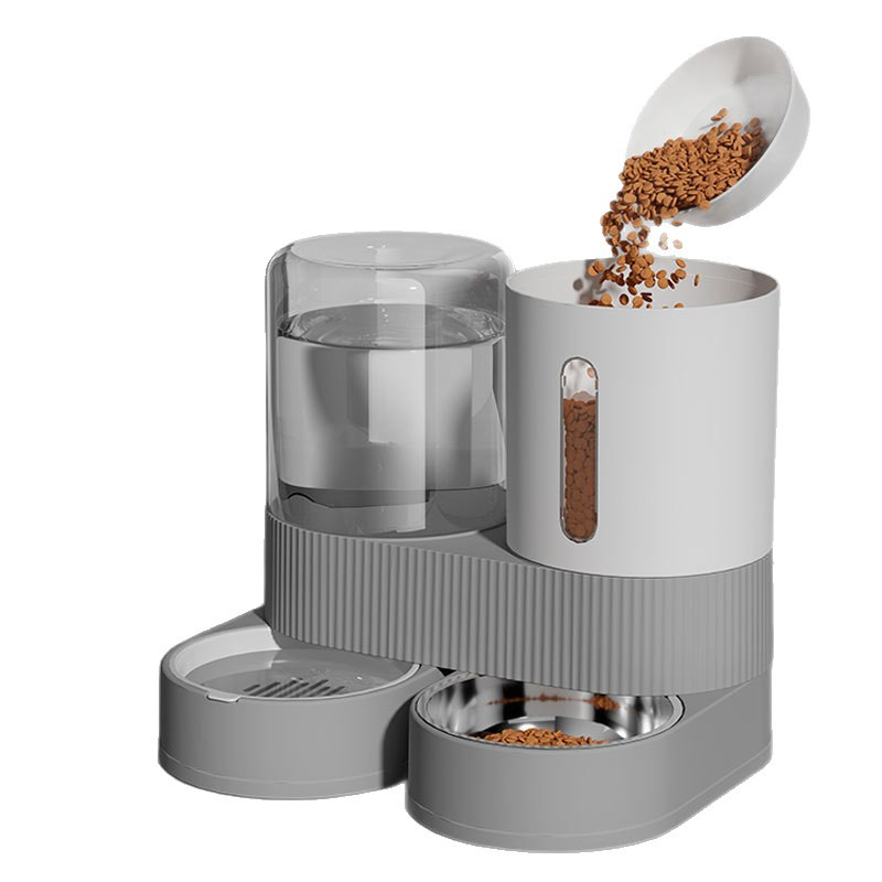 ROADREIGN - Comedero y dispensador de agua automático 2 en 1 por gravedad para mascotas, comedero automático para perros y gatos con cuenco de acero inoxidable, juego de cuencos de gran capacidad para comida y agua para gatos y perros pequeños y medianos. 1