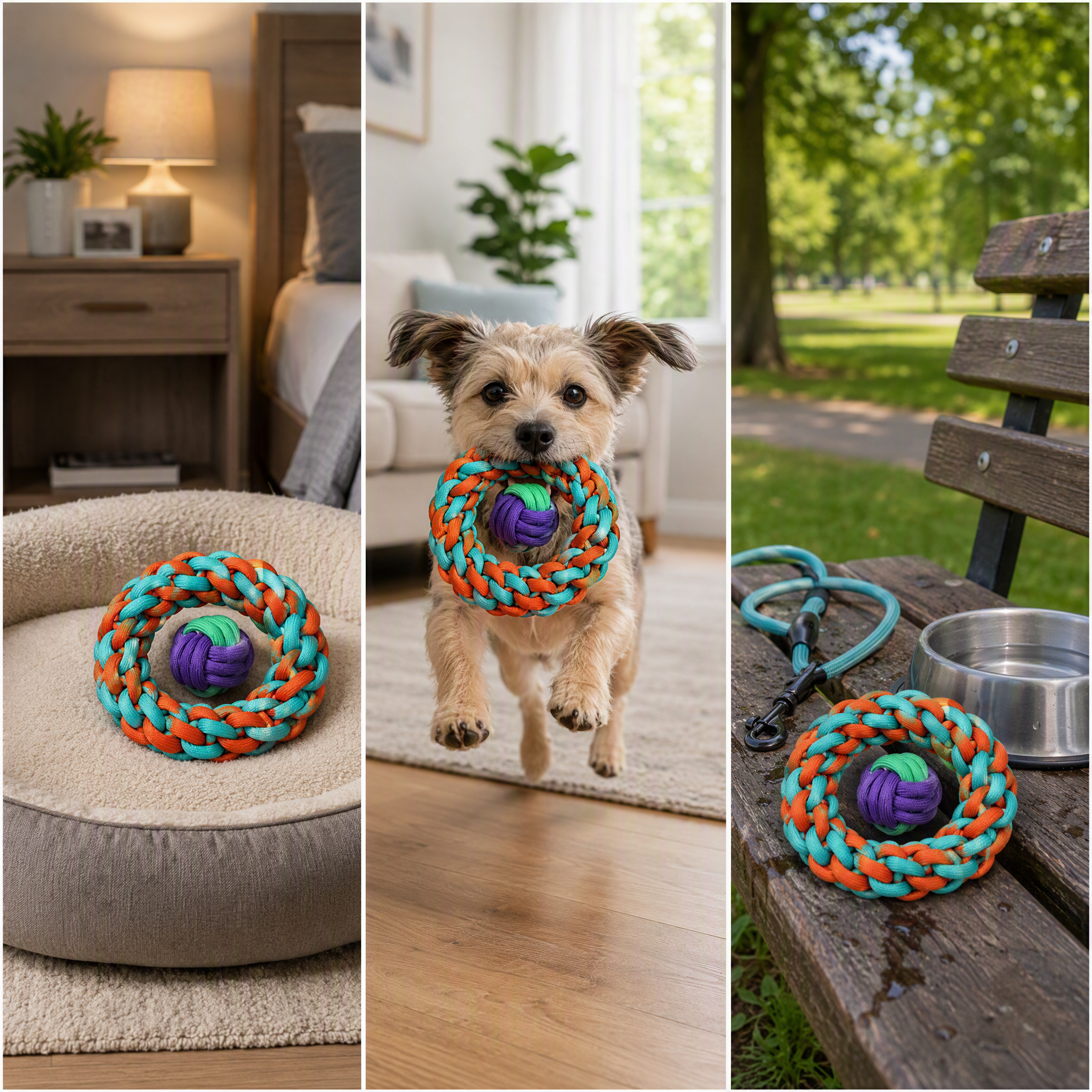 ROADREIGN - Jouet à mâcher en corde tressée pour chien, résistant aux morsures, pour un nettoyage dentaire efficace et un exercice interactif. 7