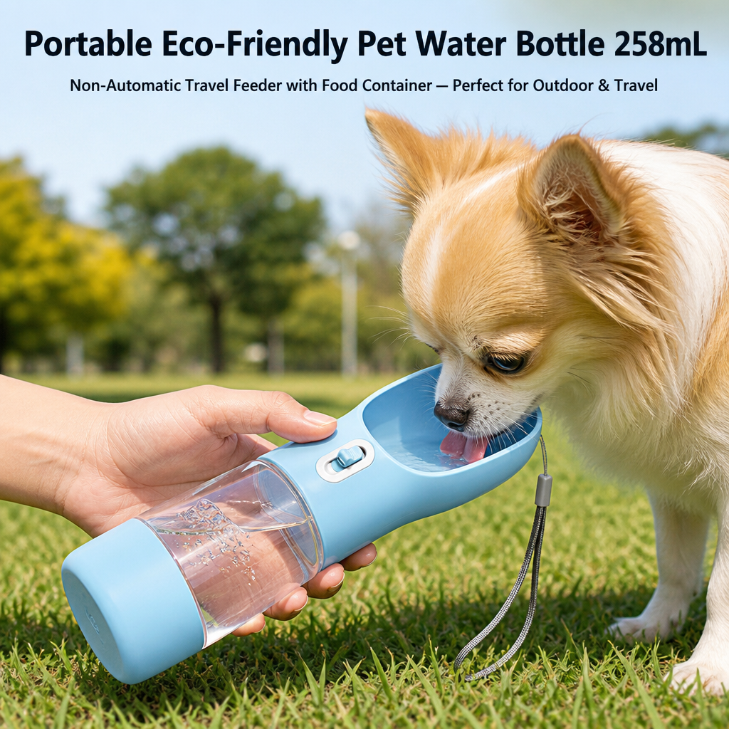 Portable Plastic Pet Water Bottle With Food Container For Dog Outdoor Travel And Walking 1