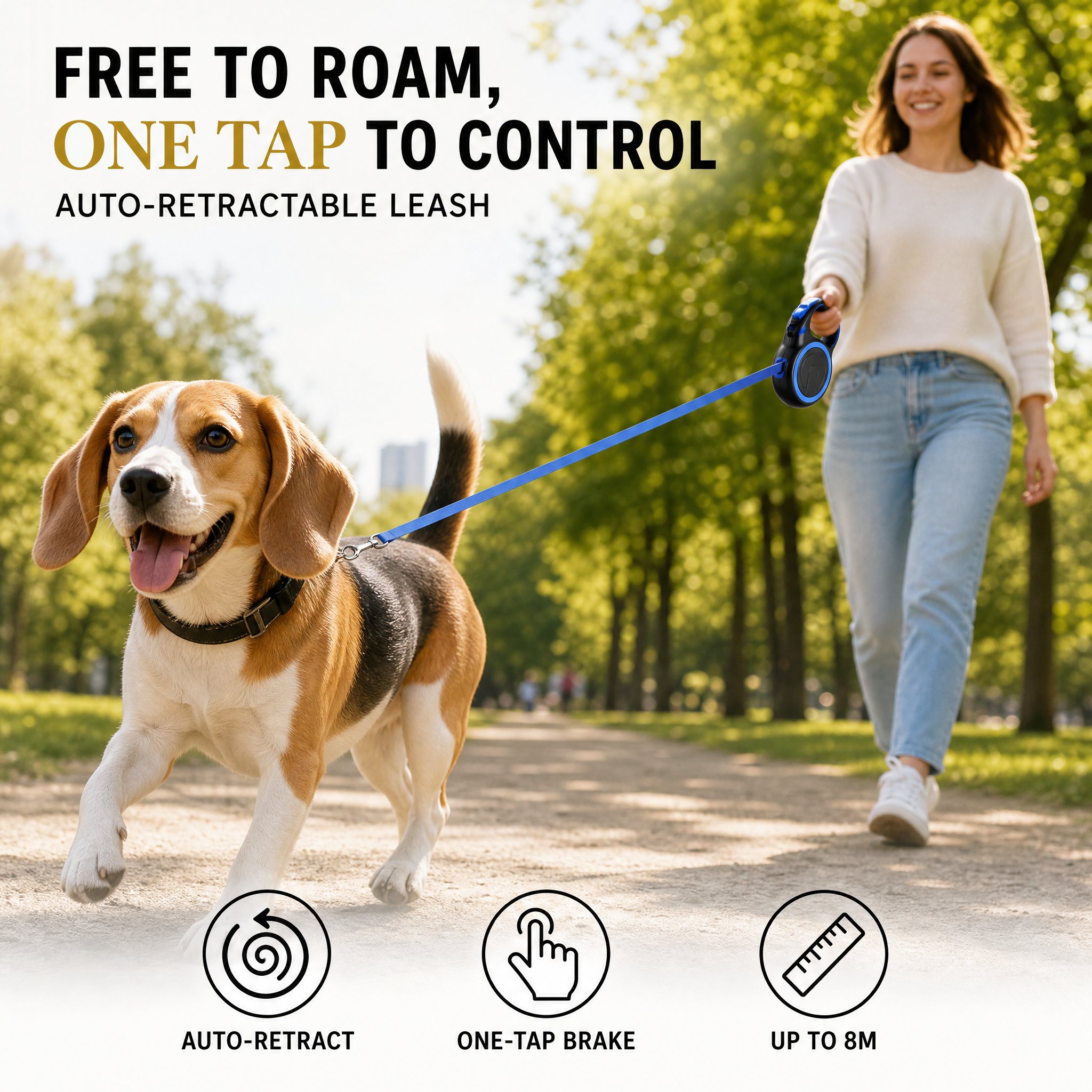 Roadreign-Pet Antislip kunststof automatische oprolbare hondenriem met tuigje 2