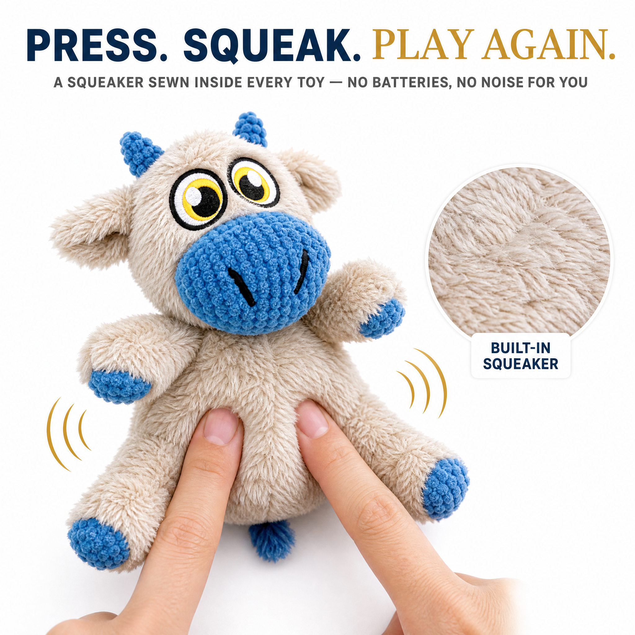ROADREIGN™ Peluches con sonido para perros: juguetes masticables y para tirar con forma de animales de dibujos animados, con chirriador incorporado, cuerpo de vellón de conejo de doble textura y hocicos y patas resistentes tejidos, relleno de algodón PP elástico y costuras reforzadas. 3