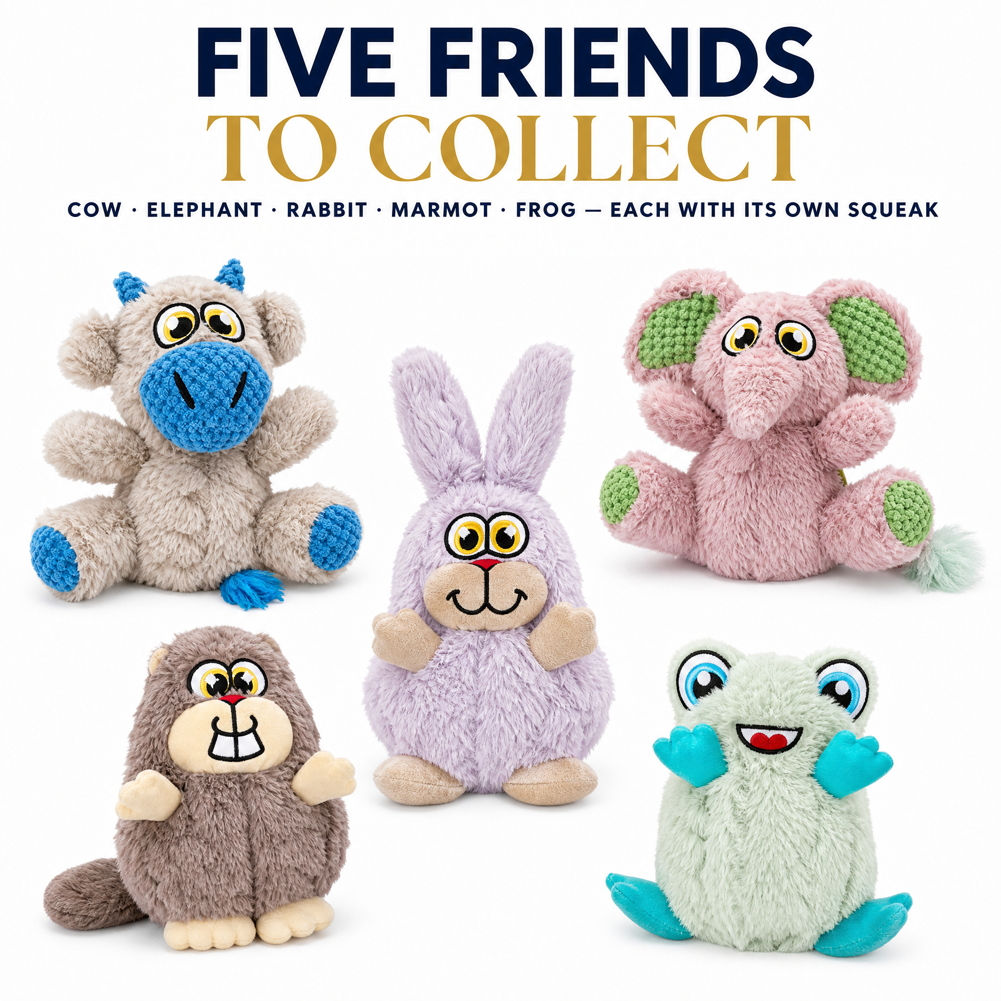 ROADREIGN™ Peluches con sonido para perros: juguetes masticables y para tirar con forma de animales de dibujos animados, con chirriador incorporado, cuerpo de vellón de conejo de doble textura y hocicos y patas resistentes tejidos, relleno de algodón PP elástico y costuras reforzadas. 1
