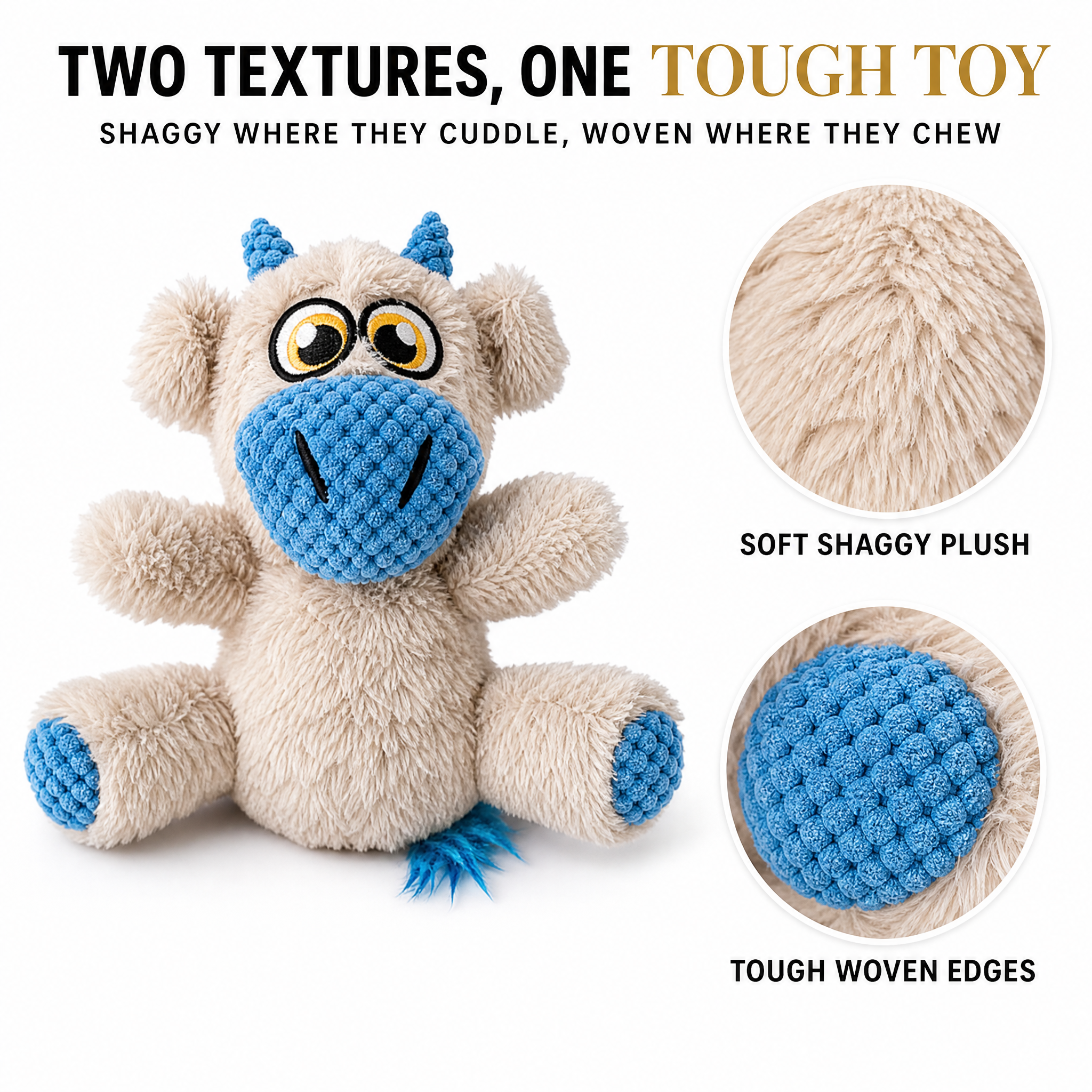 ROADREIGN™ Peluches con sonido para perros: juguetes masticables y para tirar con forma de animales de dibujos animados, con chirriador incorporado, cuerpo de vellón de conejo de doble textura y hocicos y patas resistentes tejidos, relleno de algodón PP elástico y costuras reforzadas. 4