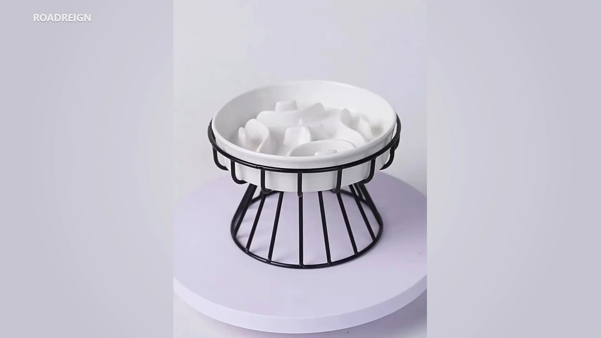 ROADREIGN Ceramic Slow-Feed Bowl — 15 cm, with Wire Stand 1