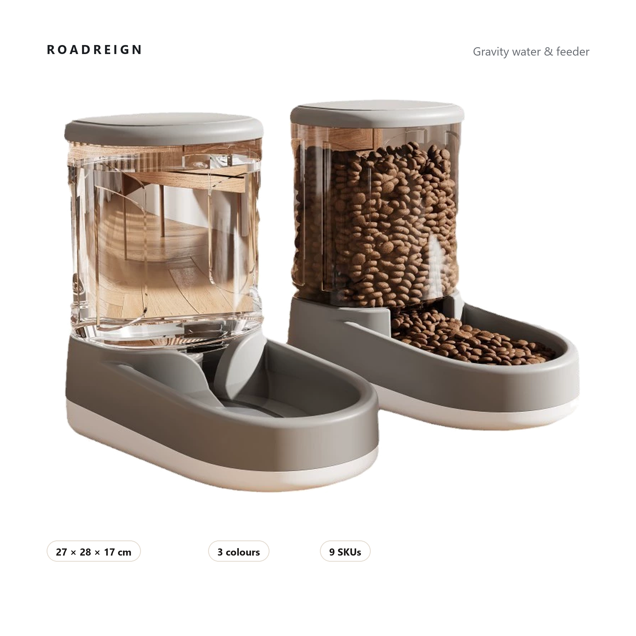 ROADREIGN Gravity Water Dispenser & Feeder — 3 Colours 1