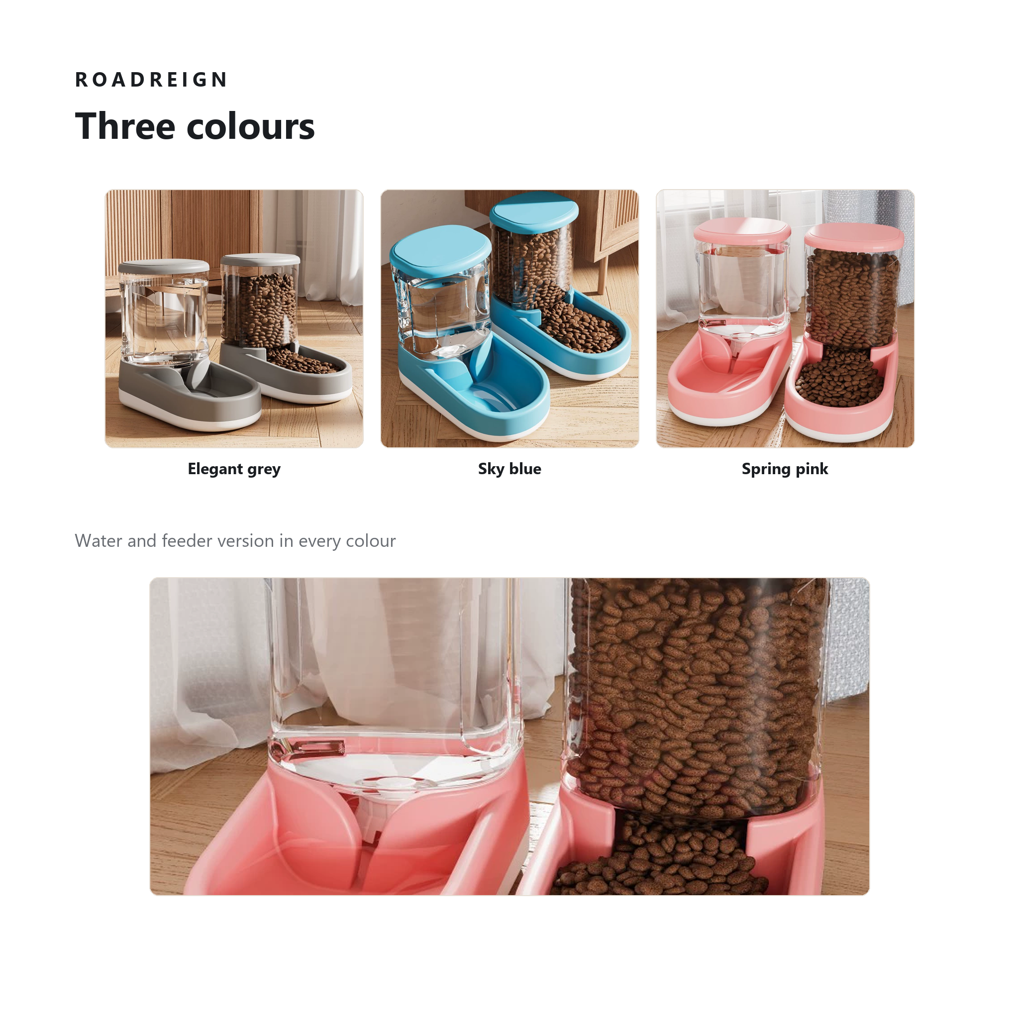 ROADREIGN Gravity Water Dispenser & Feeder — 3 Colours 5