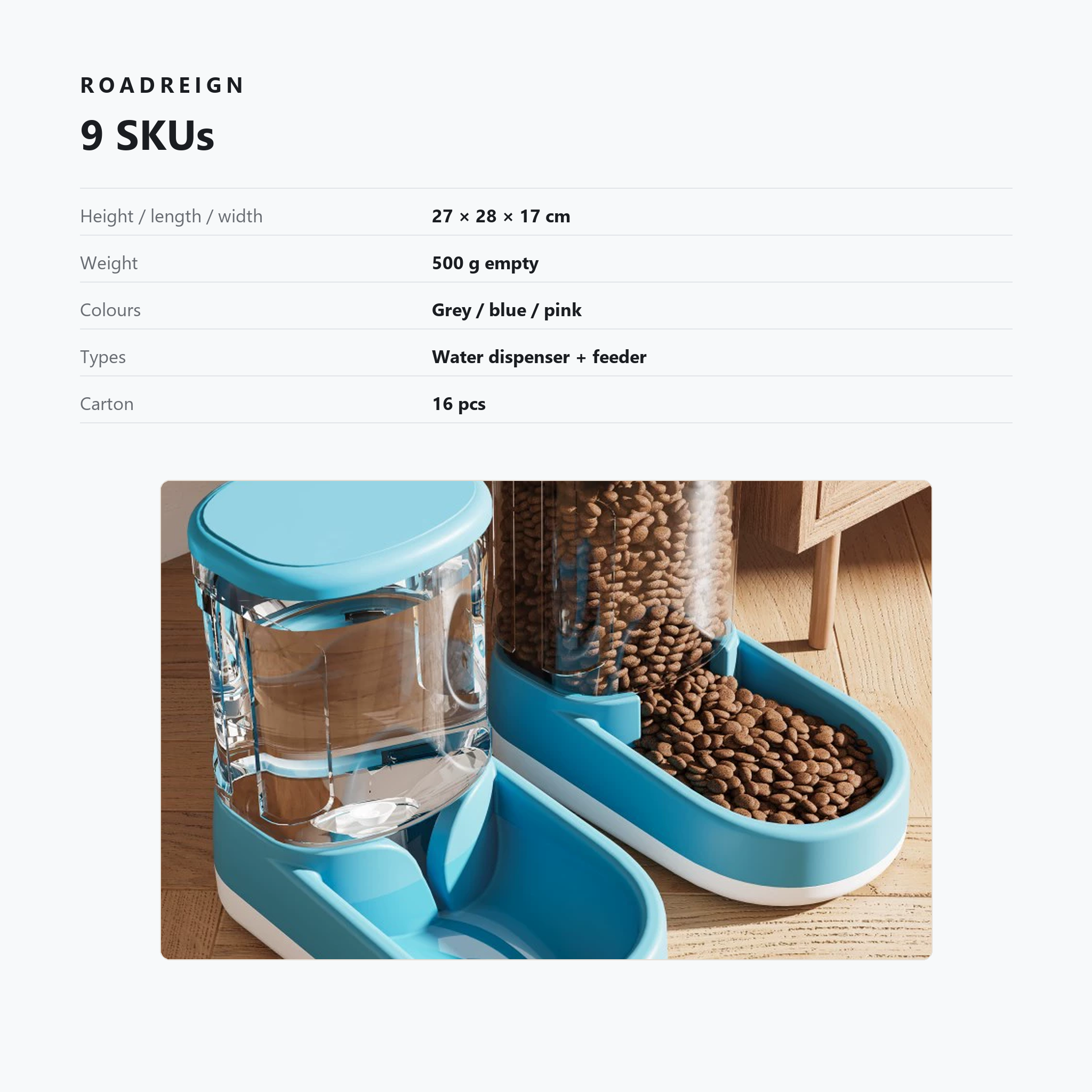 ROADREIGN Gravity Water Dispenser & Feeder — 3 Colours 6